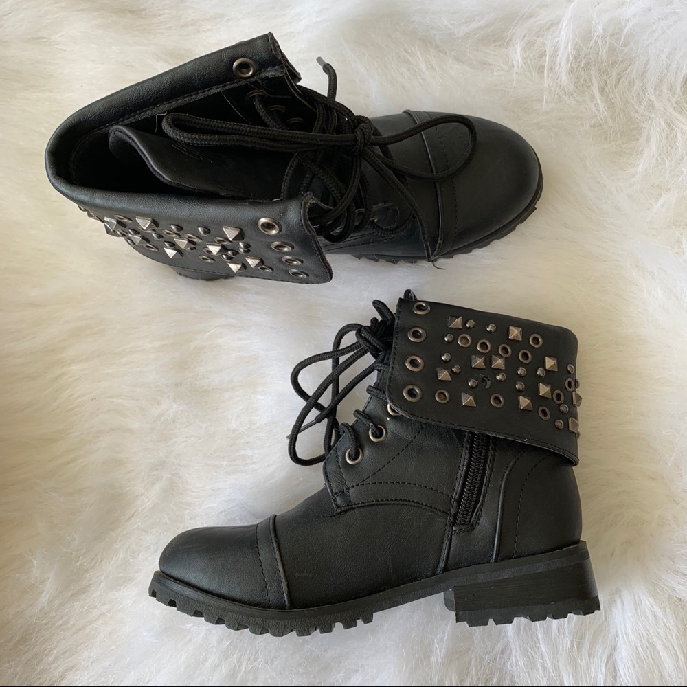 Gia Mia Black Studded Convertible Zip Up Boots 1C